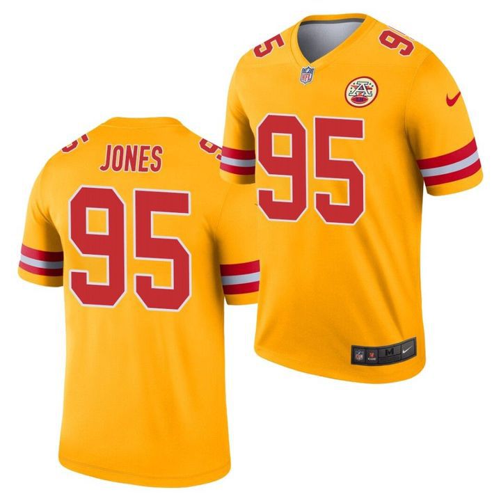 Men Kansas City Chiefs #95 Chris Jones Nike Gold Inverted Legend NFL Jersey->customized nfl jersey->Custom Jersey
